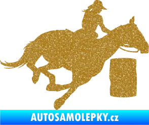 Samolepka Barrel racing 001 pravá cowgirl rodeo Ultra Metalic zlatá
