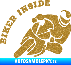 Samolepka Biker inside 002 pravá motorkář Ultra Metalic zlatá