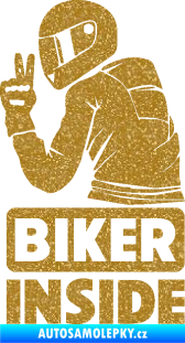 Samolepka Biker inside 003 levá motorkář Ultra Metalic zlatá