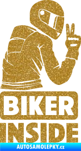 Samolepka Biker inside 003 pravá motorkář Ultra Metalic zlatá