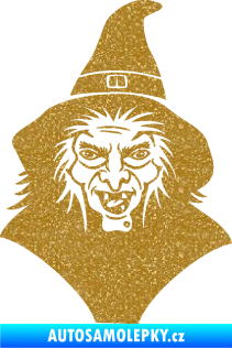 Samolepka Čarodějnice 002 pravá hlava s kloboukem Ultra Metalic zlatá