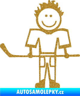 Samolepka Cartoon family kluk 002 levá hokejista Ultra Metalic zlatá