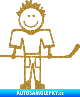 Samolepka Cartoon family kluk 002 pravá hokejista Ultra Metalic zlatá