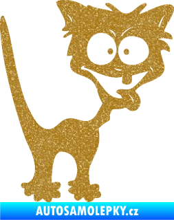 Samolepka Crazy cat pravá bláznivá kočka Ultra Metalic zlatá