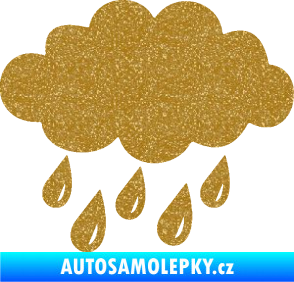 Samolepka Déšť 001 levá mrak a kapky Ultra Metalic zlatá