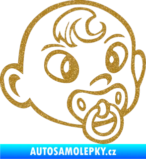 Samolepka Dítě v autě 004 pravá miminko s dudlíkem hlavička Ultra Metalic zlatá