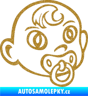 Samolepka Dítě v autě 005 pravá miminko s dudlíkem hlavička Ultra Metalic zlatá