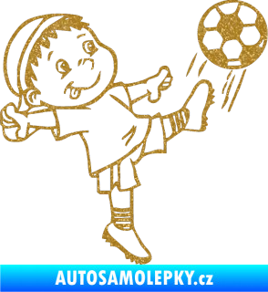 Samolepka Dítě v autě 022 pravá fotbalista s míčem Ultra Metalic zlatá