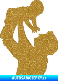 Samolepka Dítě v autě 026 levá miminko v náruči Ultra Metalic zlatá