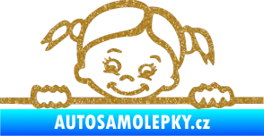 Samolepka Dítě v autě 030 levá malá slečna hlavička Ultra Metalic zlatá