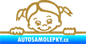 Samolepka Dítě v autě 030 pravá malá slečna hlavička Ultra Metalic zlatá