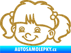 Samolepka Dítě v autě 035 levá holka hlavička Ultra Metalic zlatá
