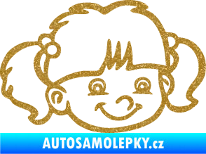 Samolepka Dítě v autě 035 pravá holka hlavička Ultra Metalic zlatá
