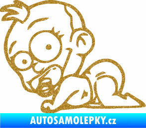 Samolepka Dítě v autě 067 levá lezoucí miminko Ultra Metalic zlatá