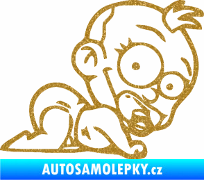 Samolepka Dítě v autě 067 pravá lezoucí miminko Ultra Metalic zlatá