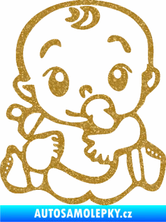 Samolepka Dítě v autě 069 levá mimčo s lahvičkou Ultra Metalic zlatá