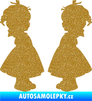 Samolepka Dítě v autě 072 dvě holčičky sourozenci Ultra Metalic zlatá