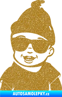 Samolepka Dítě v autě 081 levá chlapeček v brýlích Ultra Metalic zlatá
