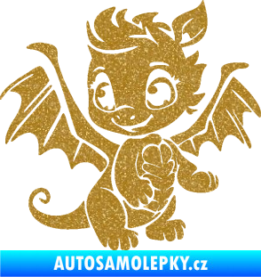Samolepka Dragon 054 levá roztomilý dráček Ultra Metalic zlatá