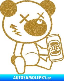 Samolepka Drunk bear 002 pravá medvěd s plechovkou Ultra Metalic zlatá
