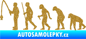 Samolepka Evoluce 005 rybář levá Ultra Metalic zlatá