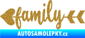 Samolepka Family 003 nápis se šípem Ultra Metalic zlatá