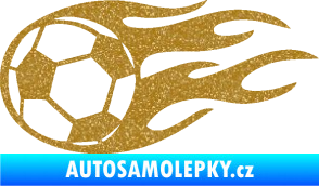 Samolepka Fotbalový míč 004 levá v plamenech Ultra Metalic zlatá