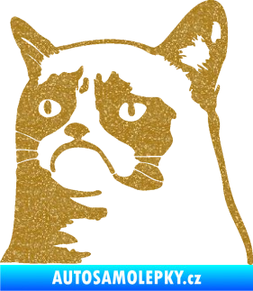 Samolepka Grumpy cat 002 levá Ultra Metalic zlatá