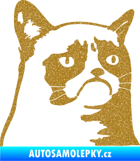 Samolepka Grumpy cat 002 pravá Ultra Metalic zlatá