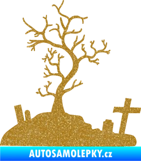 Samolepka Halloween 019 levá hřbitov Ultra Metalic zlatá