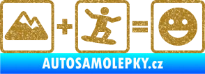 Samolepka Hory + snowboard = veselý smajlík Ultra Metalic zlatá