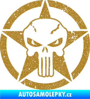 Samolepka Hvězda army 011 levá s lebkou Ultra Metalic zlatá