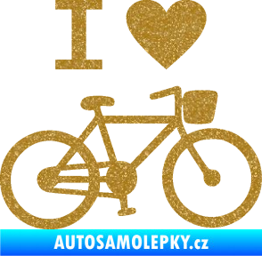 Samolepka I love cycling pravá Ultra Metalic zlatá