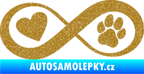Samolepka Infinity 002 srdce a tlapka levá Ultra Metalic zlatá