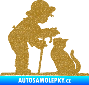 Samolepka Interiér 002 levá dítě s kočičkou Ultra Metalic zlatá