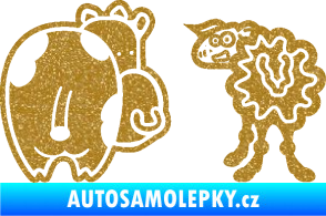 Samolepka JDM kravička a ovečka 002 levá Ultra Metalic zlatá