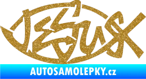 Samolepka Jesus rybička 001 křesťanský symbol Ultra Metalic zlatá