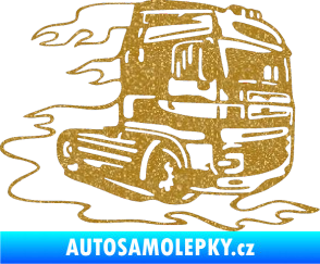 Samolepka Kamion 003 pravá nákladní auto Ultra Metalic zlatá