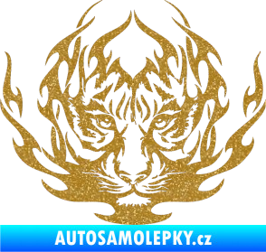 Samolepka Kapota 033 tygr v plamenech Ultra Metalic zlatá