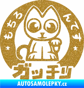 Samolepka Kočička lucky cat JDM 002  Ultra Metalic zlatá