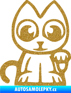 Samolepka Kočička lucky cat JDM pravá Ultra Metalic zlatá