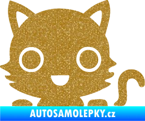 Samolepka Kočka 014 pravá kočka v autě Ultra Metalic zlatá