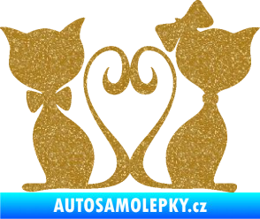 Samolepka Kočky love 002 levá spletené ocásky Ultra Metalic zlatá