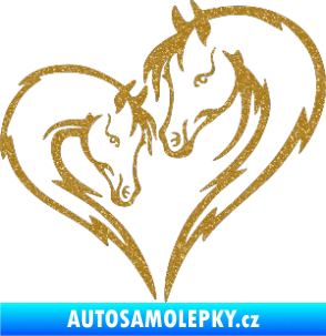 Samolepka Koníci 002 - pravá srdíčko kůň s hříbátkem Ultra Metalic zlatá
