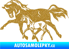 Samolepka Koníci 003 levá kobylka s hříbětem Ultra Metalic zlatá