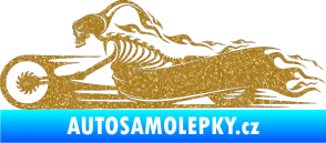 Samolepka Kostra na motorce s plameny levá Ultra Metalic zlatá