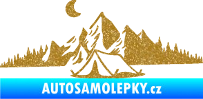 Samolepka Krajina hory 023 levá kempování Ultra Metalic zlatá