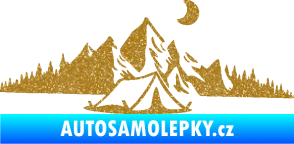 Samolepka Krajina hory 023 pravá kempování Ultra Metalic zlatá