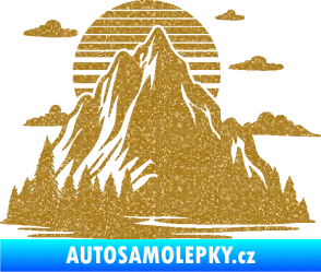 Samolepka Krajina hory 037 levá západ slunce Ultra Metalic zlatá