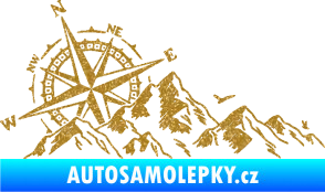 Samolepka Krajina hory 043 levá s kompasem Ultra Metalic zlatá